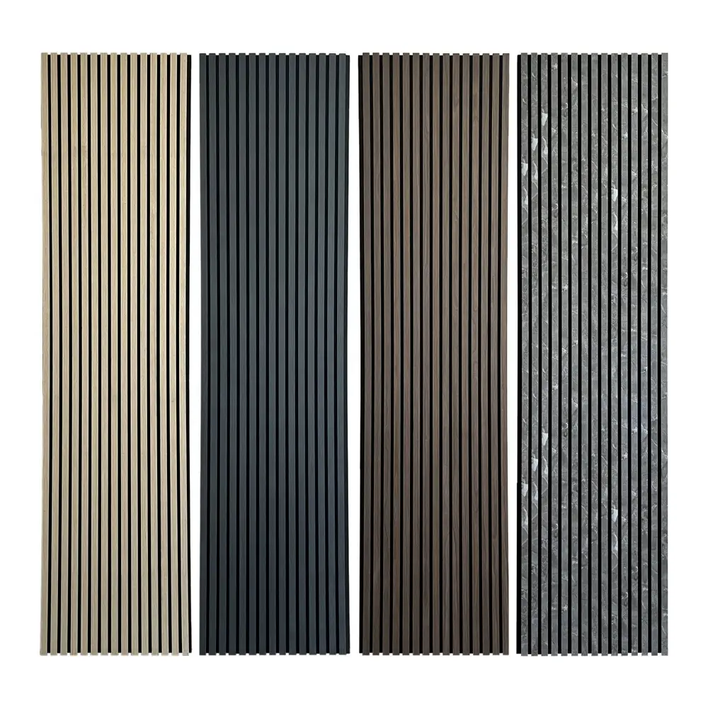 Panneau acoustique à lattes de bois 3D, placage naturel, insonorisant pour murs et plafonds 1