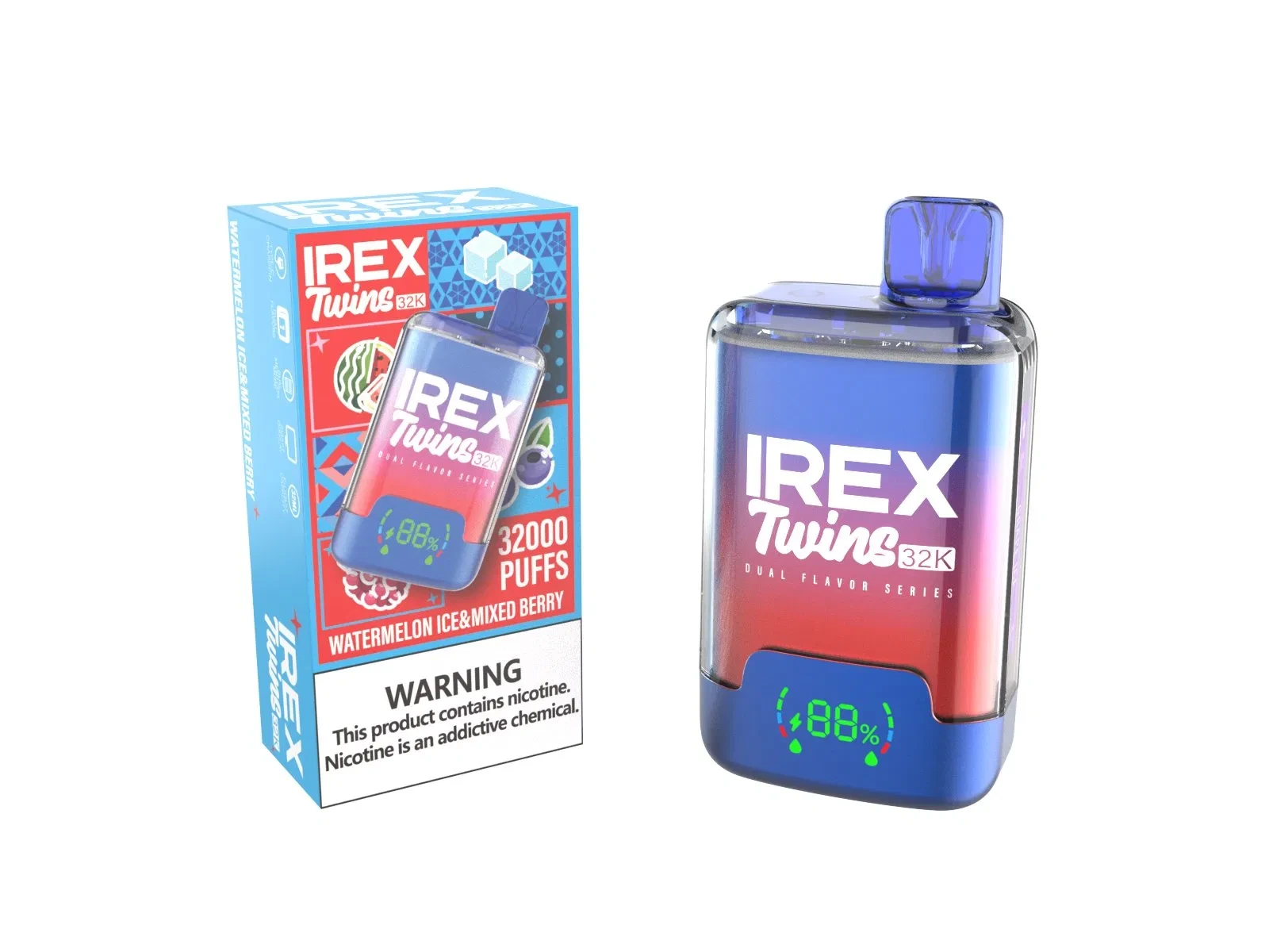 Wholesale I Vape Flavoured Disposable Vape Pen Dual Tanks Flavor EU Warehouse Irex Twins 32K Puffs - Rahdm Tornado and Wholesale I Vape 1