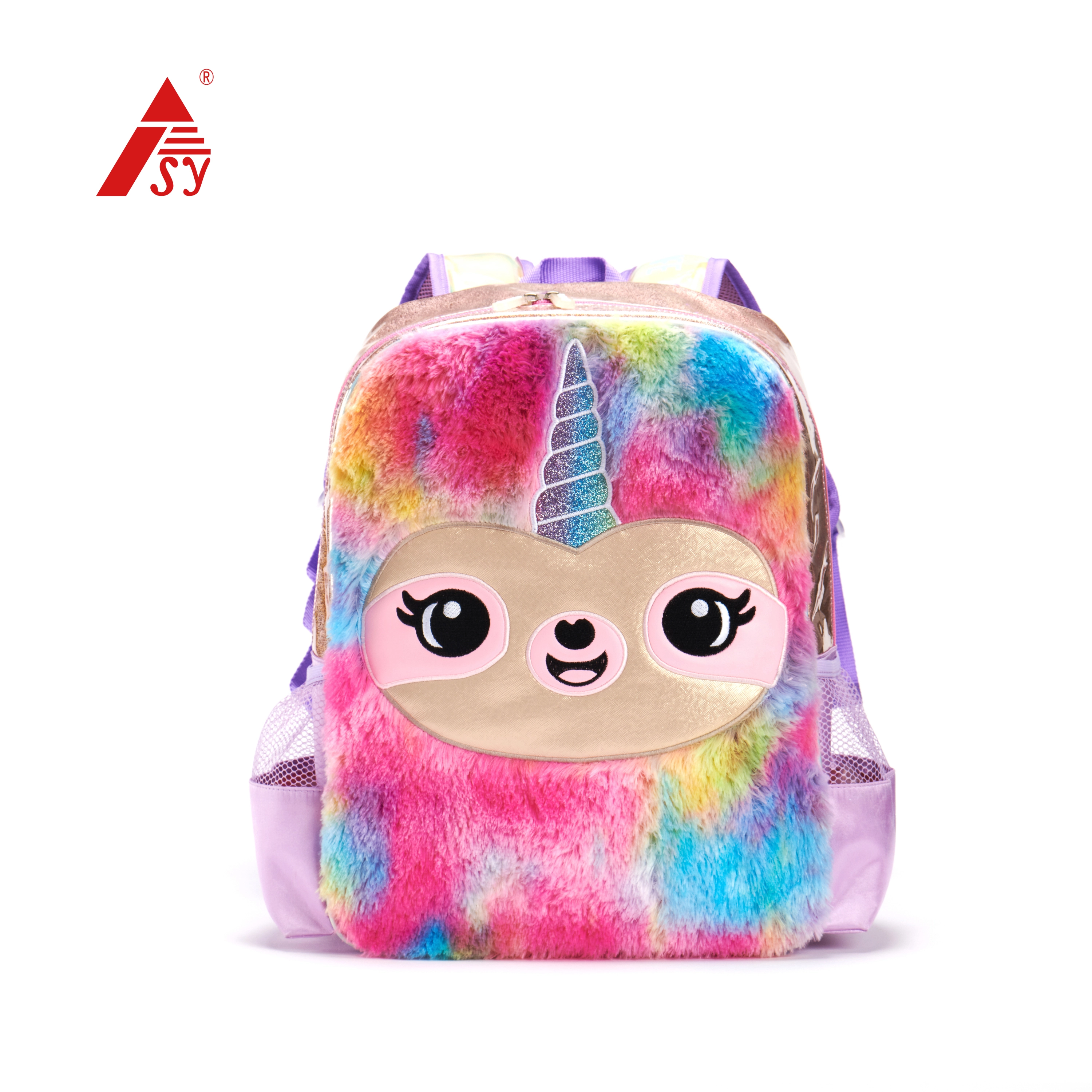 Fsy Custom Logo Cartoon Unicorn-backpacks Fashion Girls Soft Fur Plush Backpack  Comfortable Primary School Bag Backpacks 1