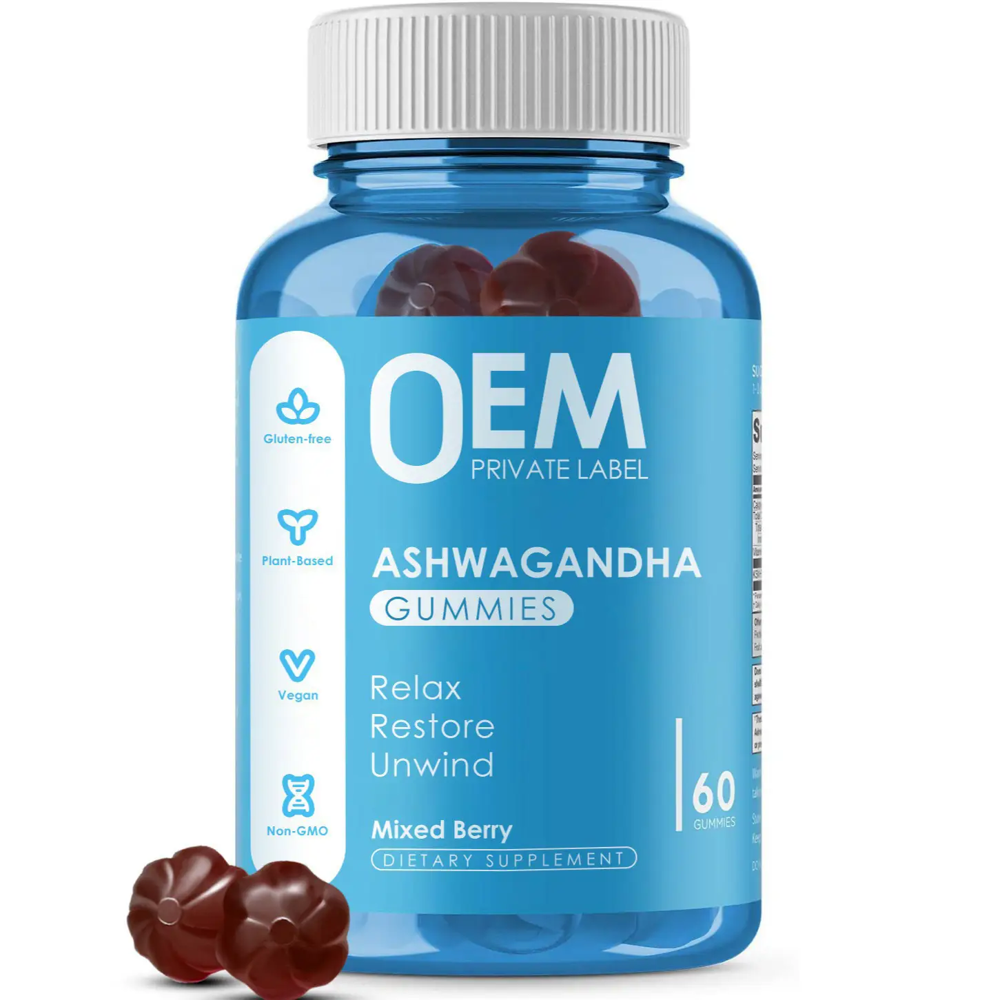 OEM/ODM China Ashwagandha L-Theanine Gummies 60ct Sugar-Free 1