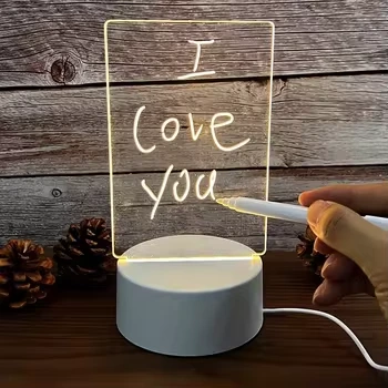 Rgb Led Message Luminous Note Acrylic Writing Board Light GL-3D05 With Switch Led Message Board Erasable Writing Board Creative 1