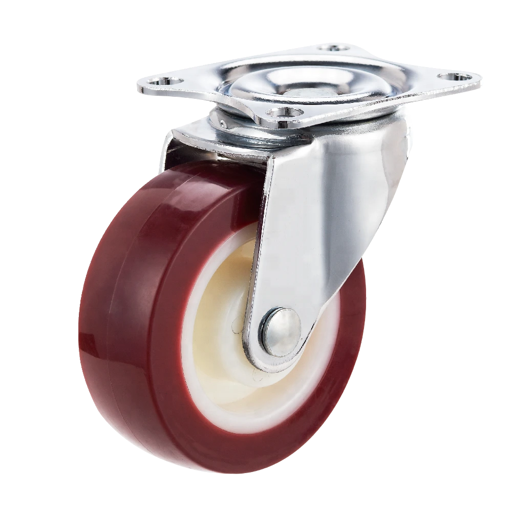 Small 2 Red Pu Castor Industrial Caster Wheels 1