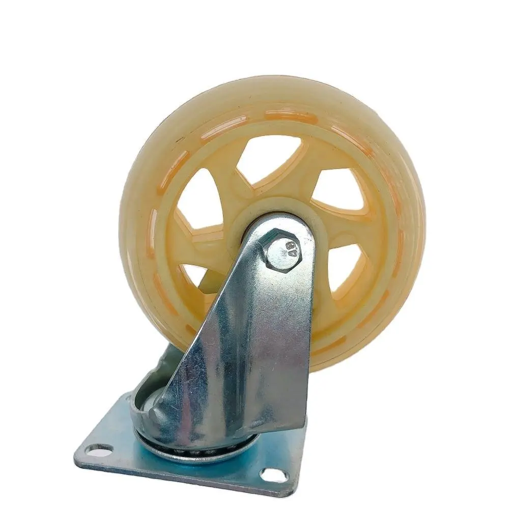 125mm X 32mm 5 Inch Yellow Transparent Clear 110kgs Pu Polyurethane Rotate Universal Caster Wheels For Trolleys 1