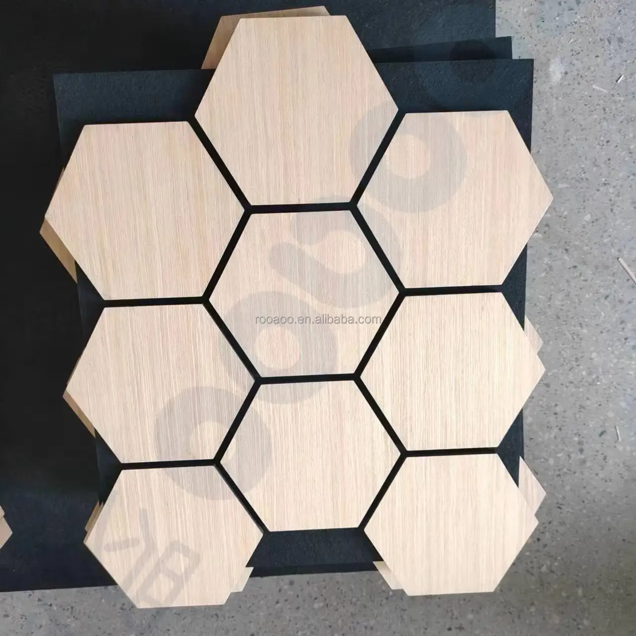 3D Hexagon Wooden Acoustic Wall Panels for Interior Living Room Decor 1
