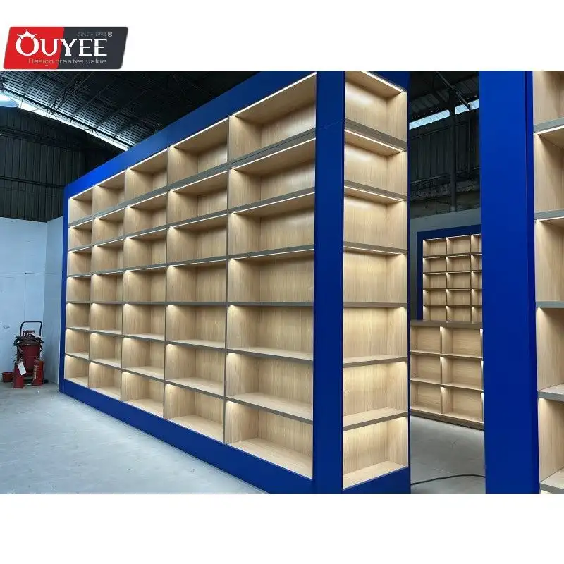 أرفف كتب خشبية ورفوف عرض لأثاث المكتبات 1