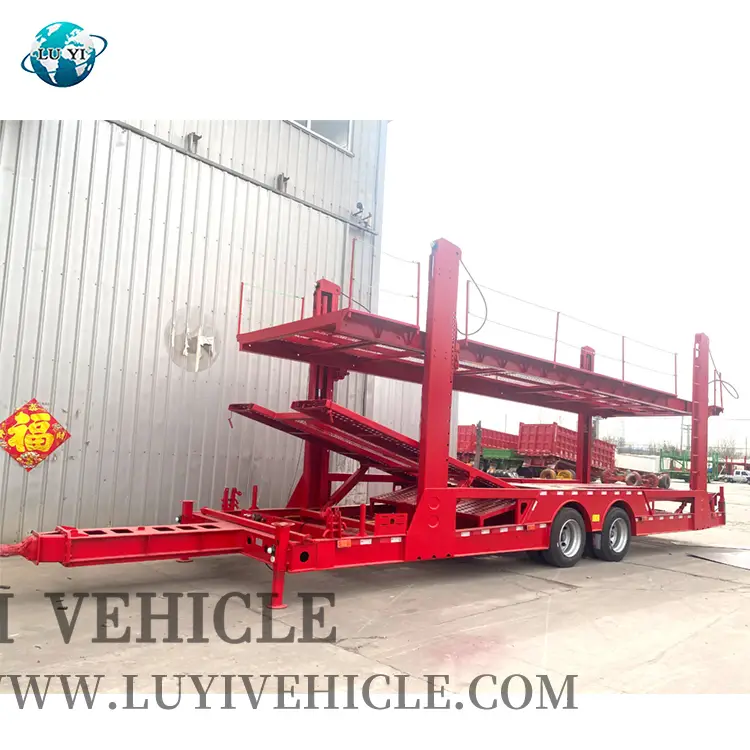2 essieu 5 voitures Carrier de voiture à double pont semi-remorque 1