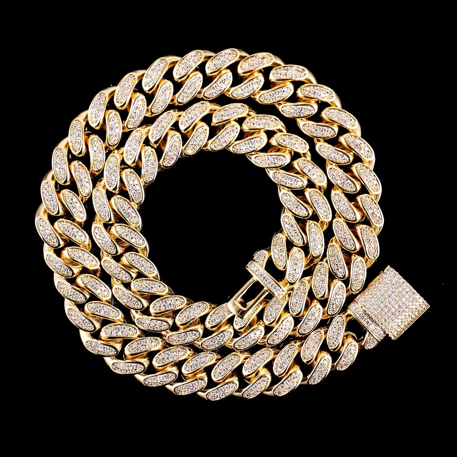 10k 14k 18k Gold Plated Pure 925 Silver Jewelry Sterling Cuban Link Chain Cuban Link Chain 925 Sterling Silver Moissanite 15mm 1