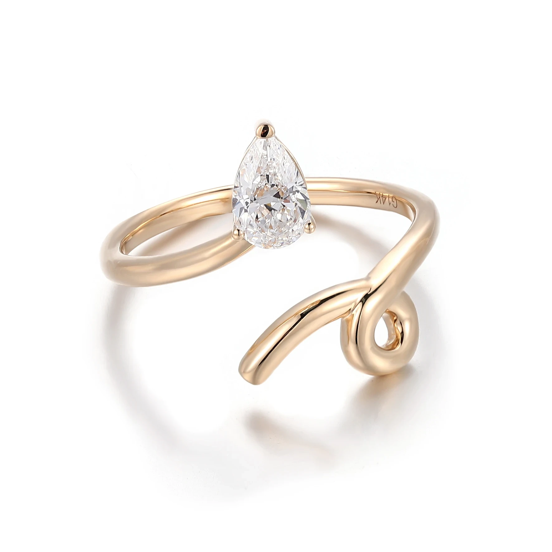 Exquisite Diamond Snake Ring Teardrop Engagement Ring Pear Cut Diamond Ring Custom Fine Jewelry Dainty Jewelry For Daily Use 1