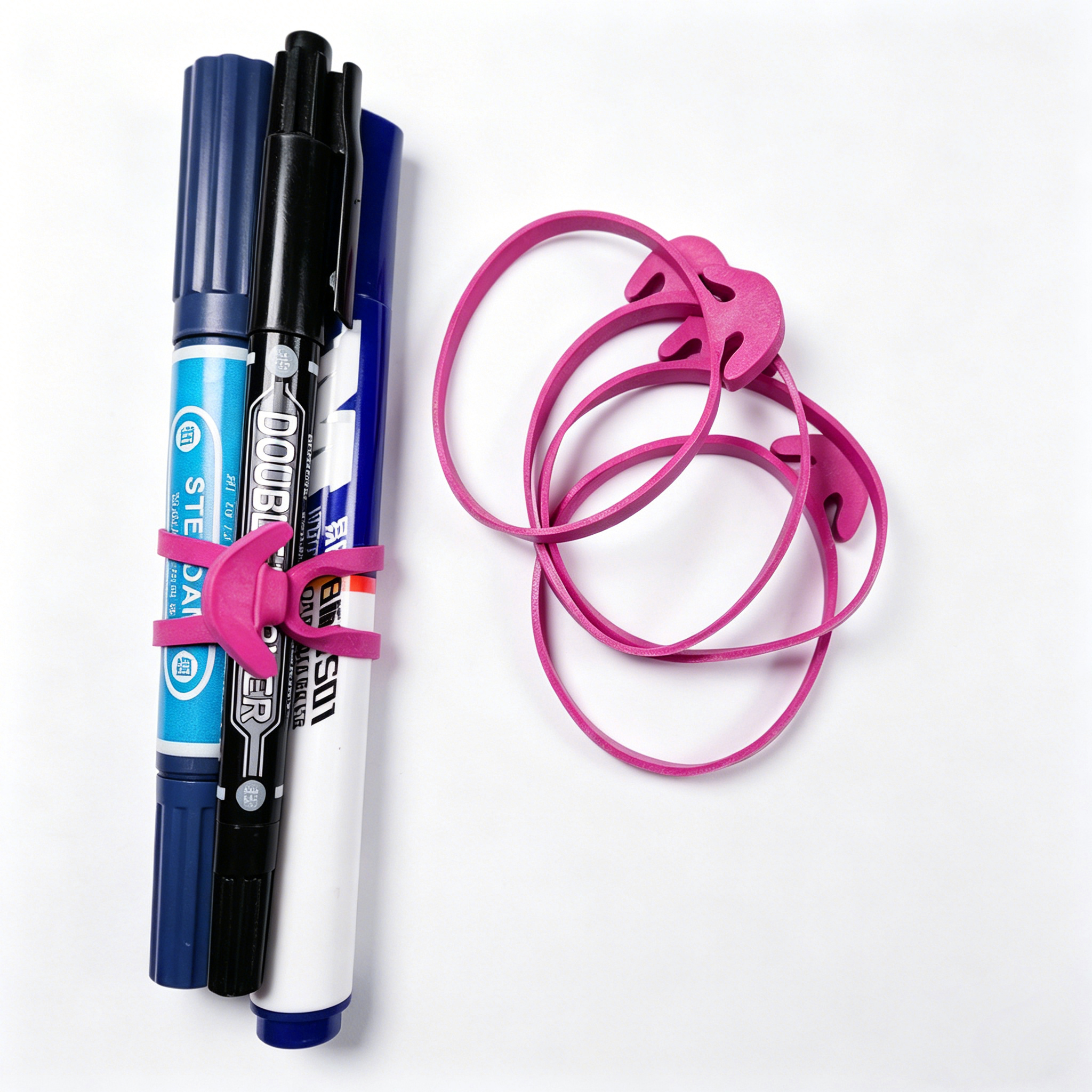 50mm Pink Anchor Hook Rubber Bands, Reusable Elastic for Markers & Cable Storage 3