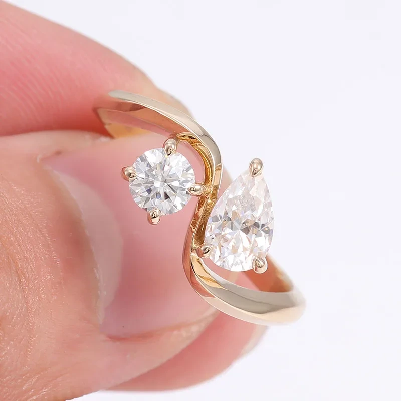Fine Jewelry Engagement Wedding Rings 18k 14k 10k Solid Gold Round Brilliant/pear Cut Moissanite Diamond Rings For Women Men 1