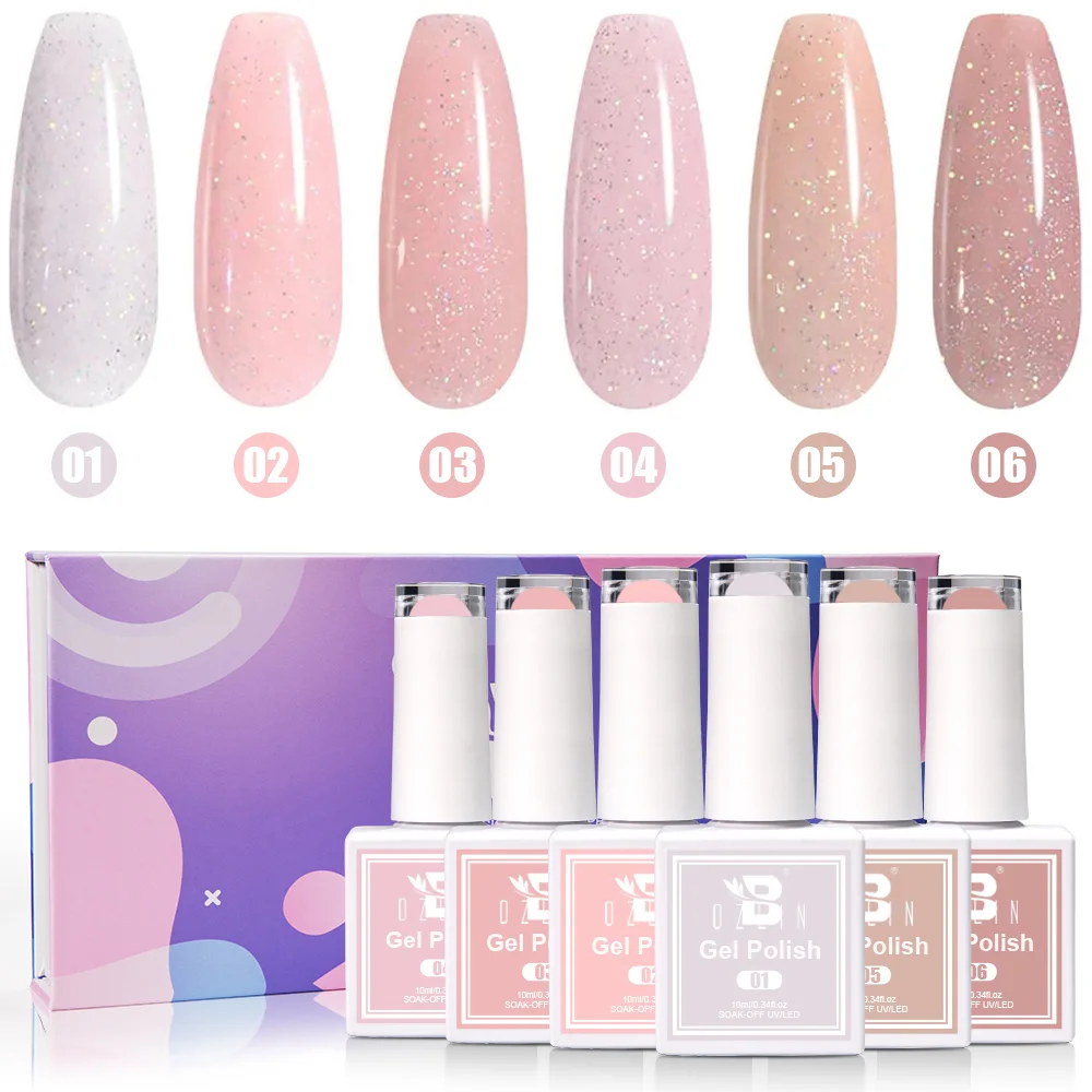 Bozlin Nude Series 6pcs Gel Nail Polish Kit 36 Colors Soak Off UV LED Set EU 1