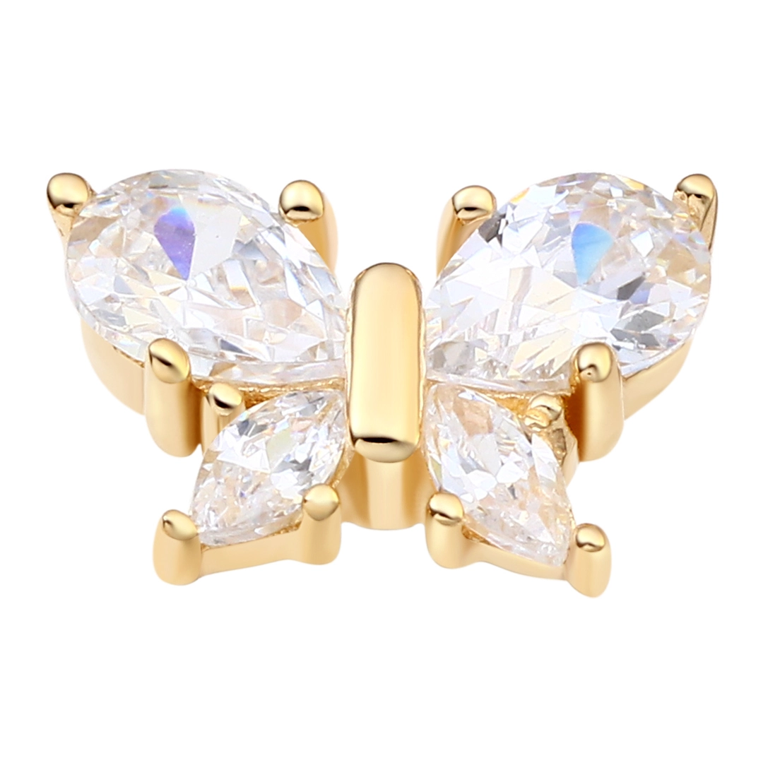 Eternal Metal 14k Solid Gold Threadless Push Pin Ends Butterfly Shaped Piercing Jewelry 1