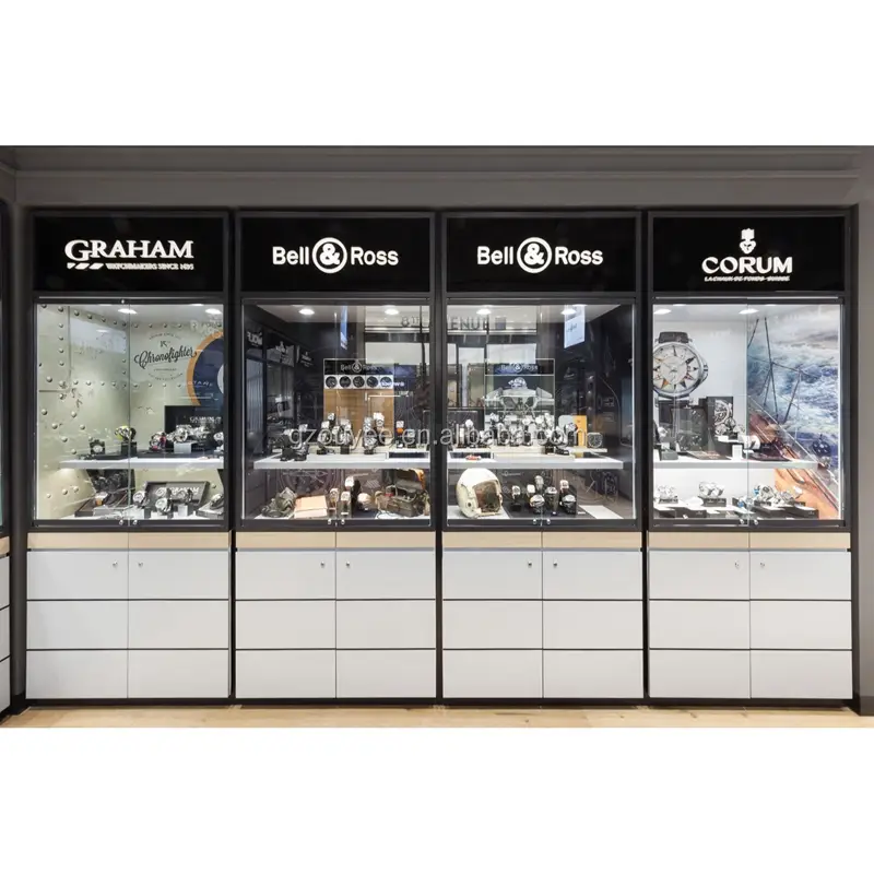 Wandmontierter Uhrenschrank für Ladentheke 1