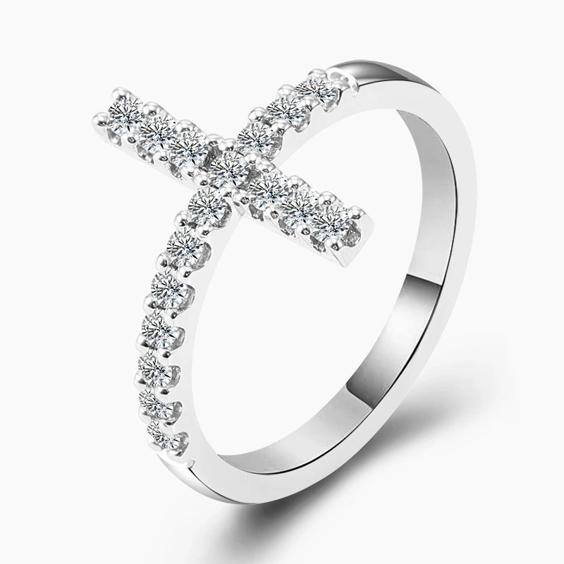 Luxury Ajustement éternité Engagement Bague de mariage Fine Round Coup 14k White Or Moisanite Round Brilliant Diamond Bague 1