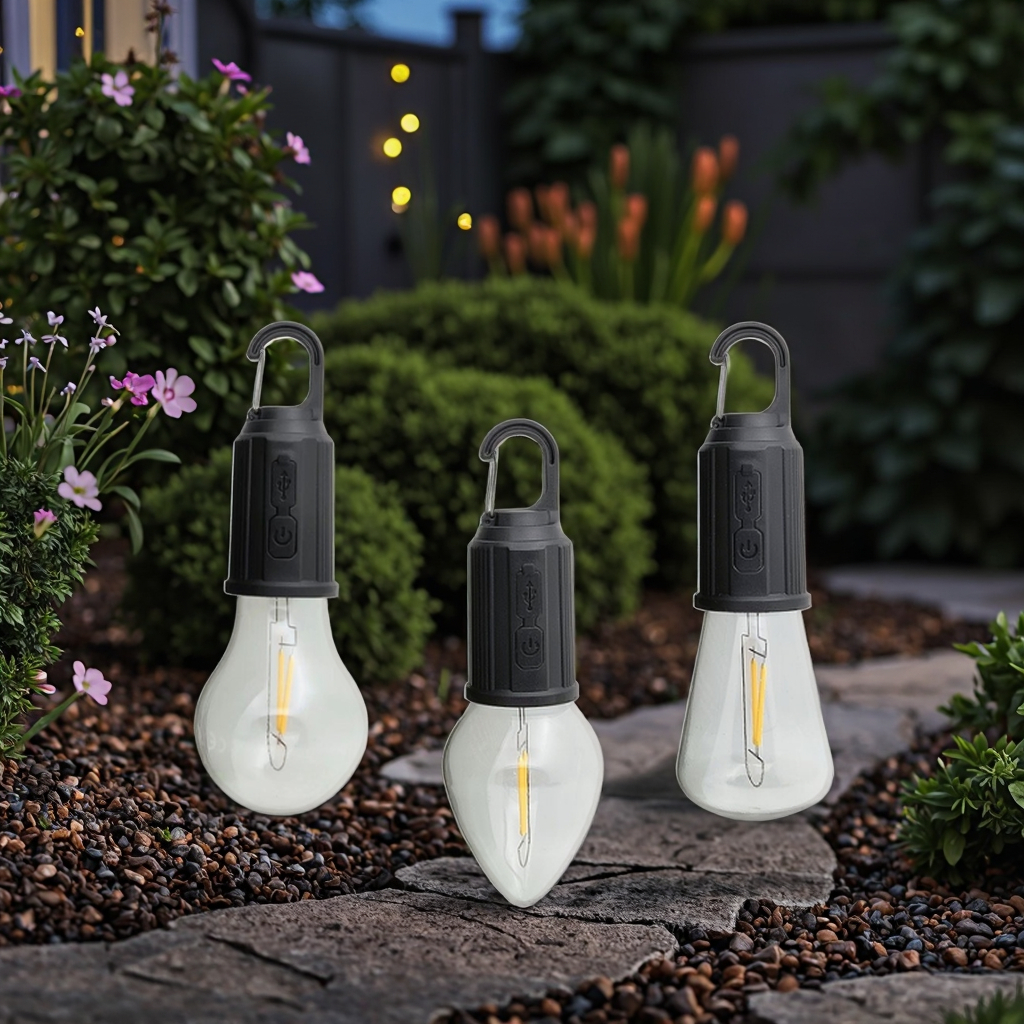 Factory Direct LED Retro Portable Camping Lamp Type-C Rechargeable 400mAh Waterproof Tent Light with Hook for Outdoor Hiking Emergency 1