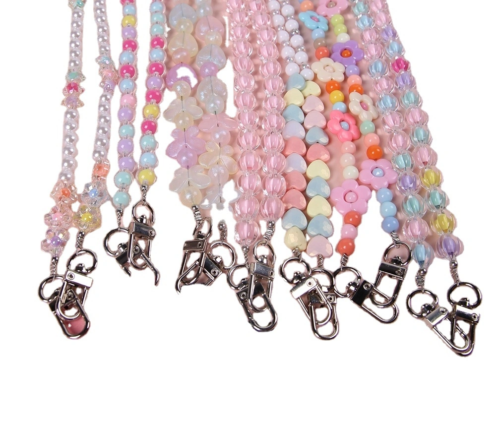 7 Type Wholesale Customized Acrylic Lanyard Cord String Strap Crossbody Universal Mobile Charm Hook Cell Phone Charms Beads 1