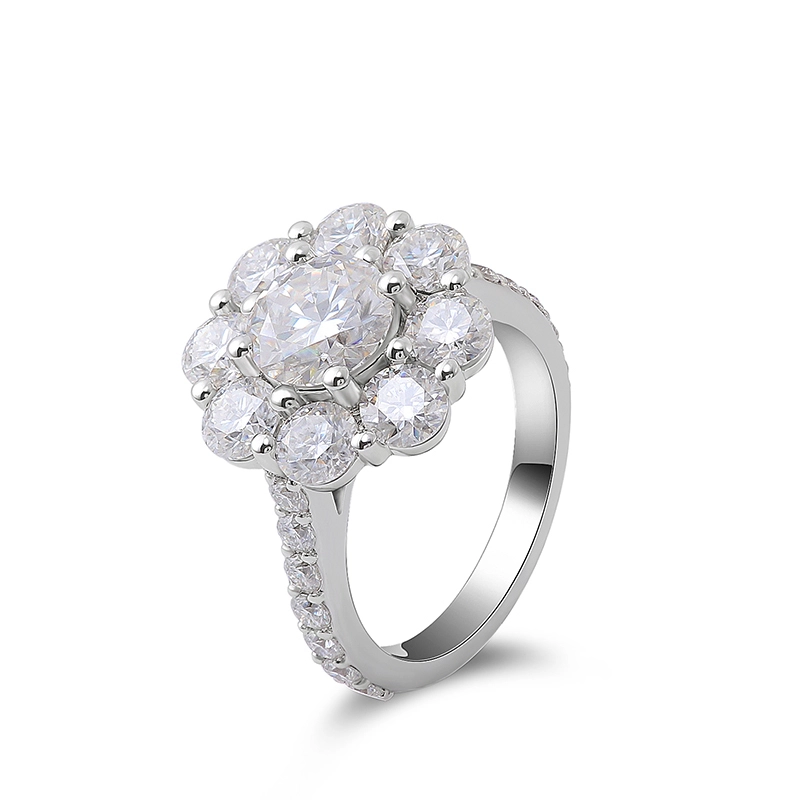 Provence Jewelry Flower Shape 10k White Gold Ring 1.2 Carat Round Brilliant Cut Moissanite Engagement Ring Simple 1
