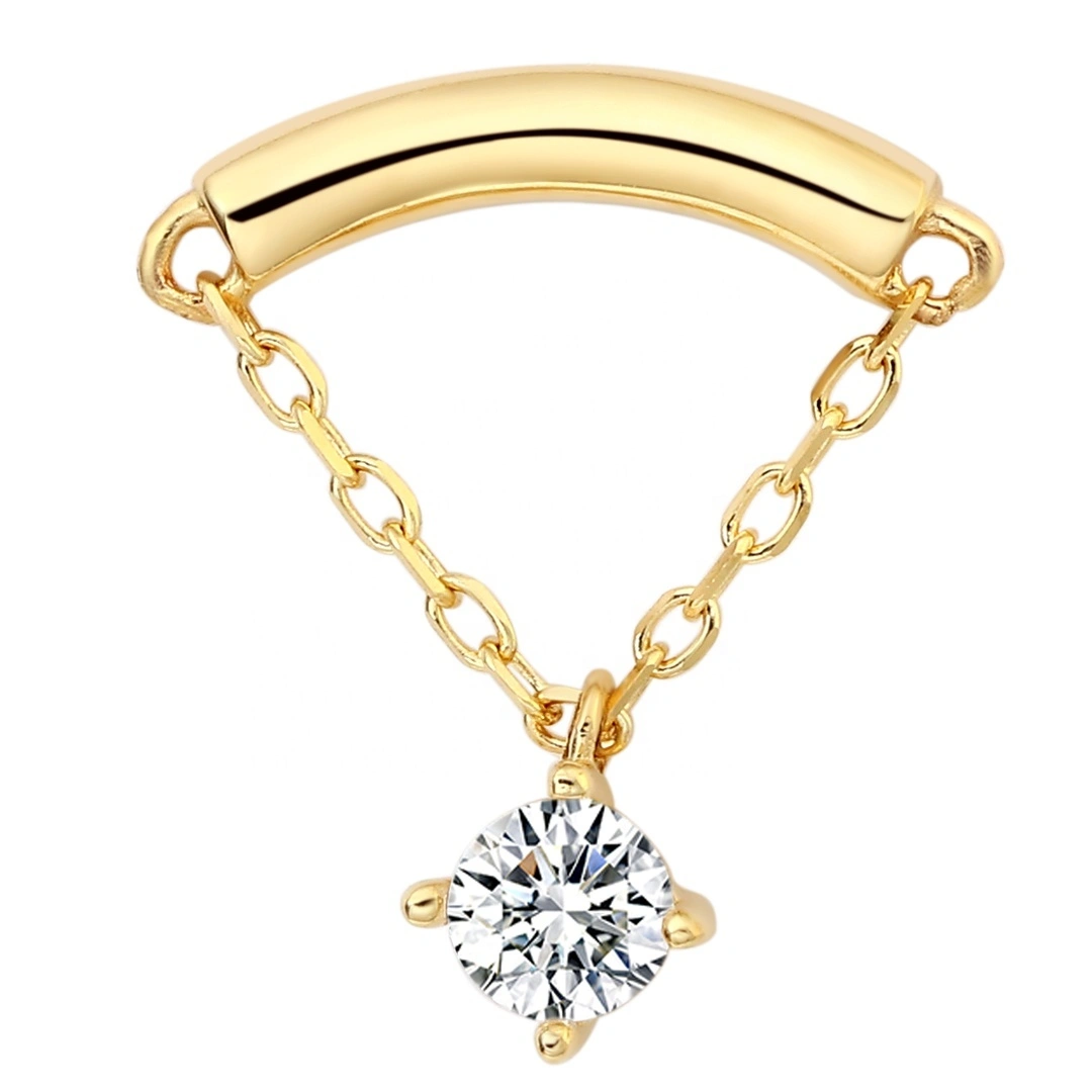 Eternal Metal 14k Solid Gold Chains Threaded Ends Piercing Jewelry 1