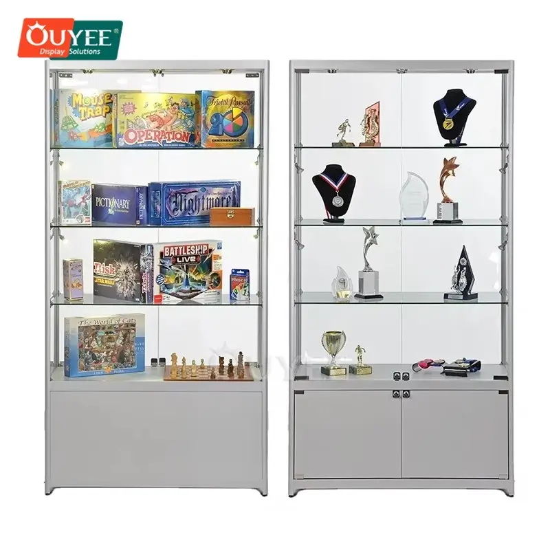 Customized Free-Standing Glass Tower Showcase Display Cabinet 1