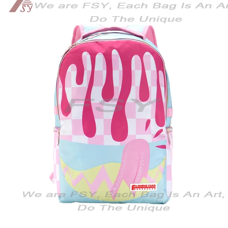 Wholesale Customized High School Teens Pink School Bags Girls Graffiti Large Capacity Lightweight College Student Bag Backpack 1