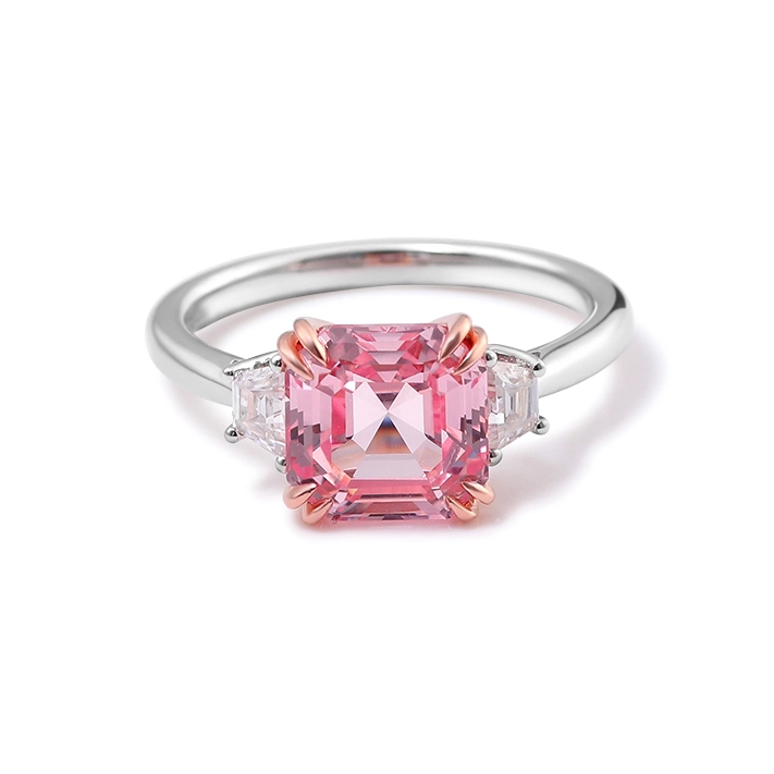 2,5 cmt rose asscher coupé Moisanite Diamond Ring en 14 carats blancs bijoux personnalisés or argenté bijoux de mode féminine 1