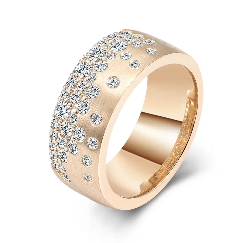 Anillo de boda en oro de 18 quilates con moissanita y diamantes para mujer. Anillo de compromiso de oro auténtico de 18 quilates para hombre. 1