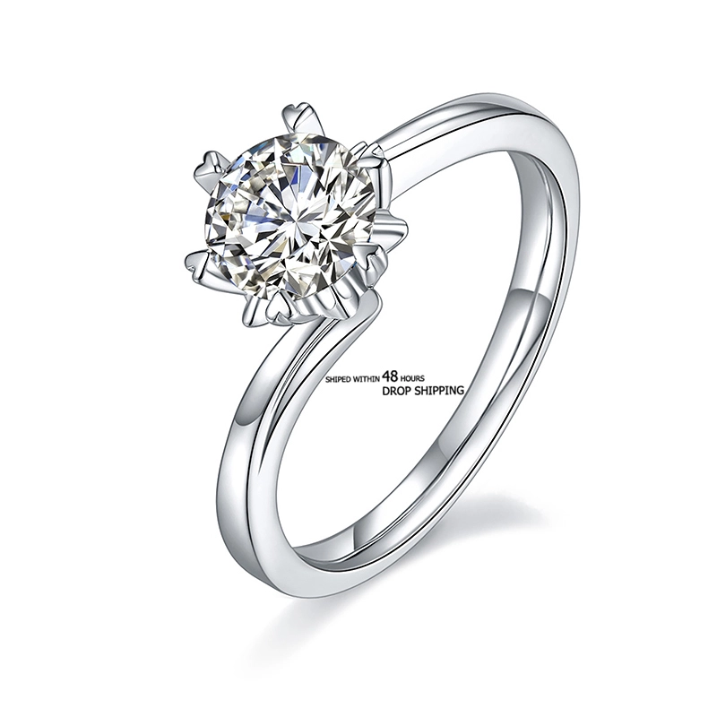 Can Be Shipped Within 48 Hours 925 Sterling Silver Ring Round Diamond Moissanite Women's Engagement Ring 1