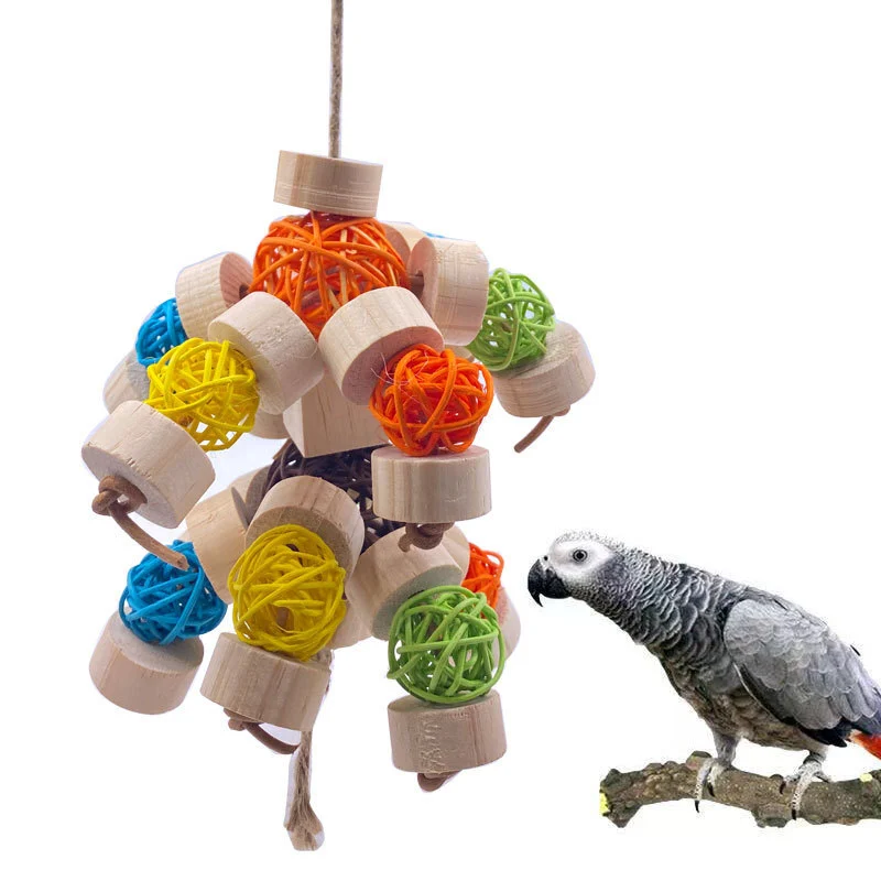 Wholesale factory Colorful Parrot Chew Toys for Aviary Climbing Pet Bird Toy With Wood For Bird Playing-Xinchen 1
