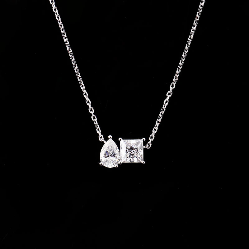 Minimalista 2 Collar de piedra Collar delicada 14k Gold White Gold 2 Diamond Graduation Regalo para su presente motivador 1