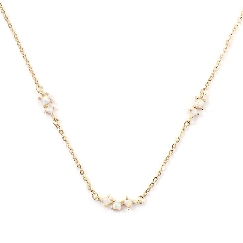 Opal Necklace For Woman Gift For Her Multi Strand Opal Choker Dainty 14k Yellow Gold Jewelry October Birthstone 1