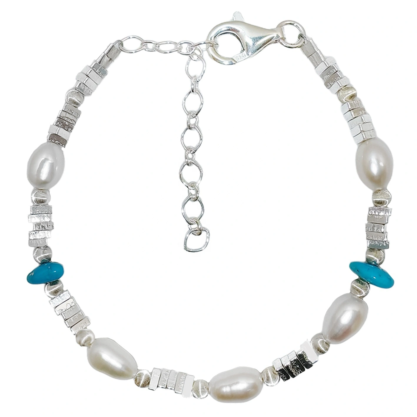 S925 Silver Natural Pearl Turquoise Jewelry Natural Jewelry Jewelry Design Stress Relief Gift For Her Strength Bracelet 1