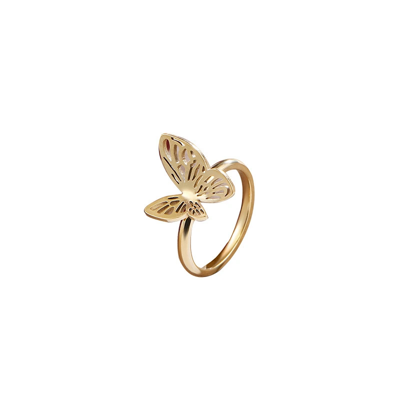 Ring Butterfly 18k Light Luxury High End Jewelry Wholesale Instagram Style Stainless Steel Ring Titanium 1