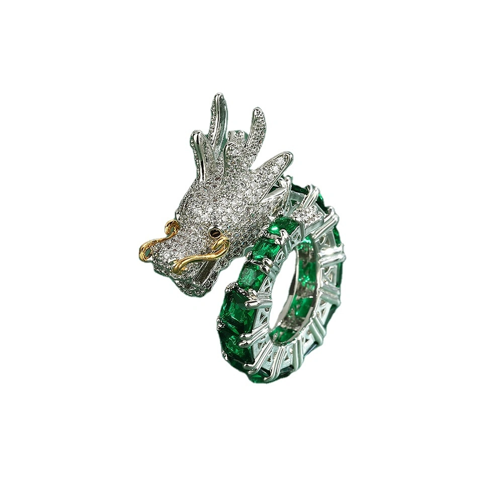 Manufacturer Wholesale Fashion Dragon Dragon-shaped Luxury Ring Jewelry Inlaid With Zircon 1