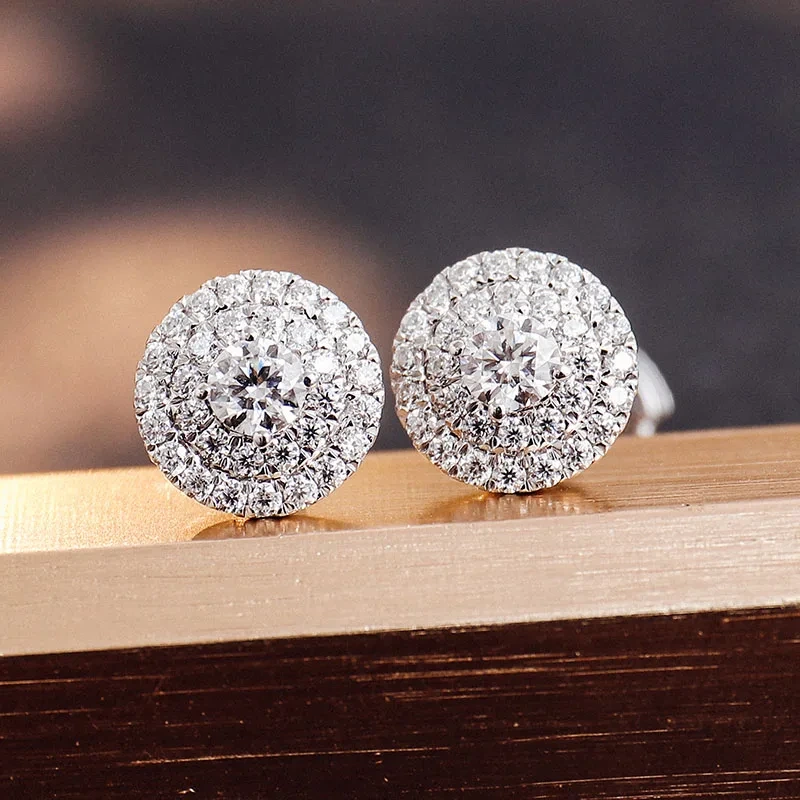 18k 14k 10k White Gold High Quality Mossanite Stud Earrings Women Men Original Wholesale Solid Gold Earrings 1