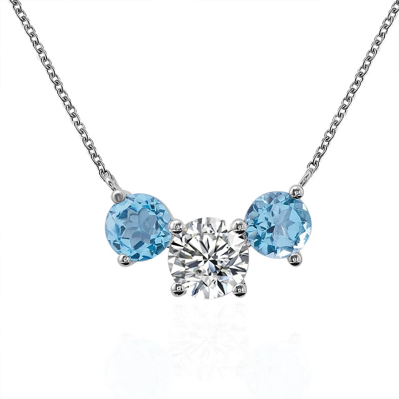 Swiss Blue Necklace Birth Stone Pendant  Blue Necklace 14k Gold Dainty Birthstone Necklace Gift For Her 1