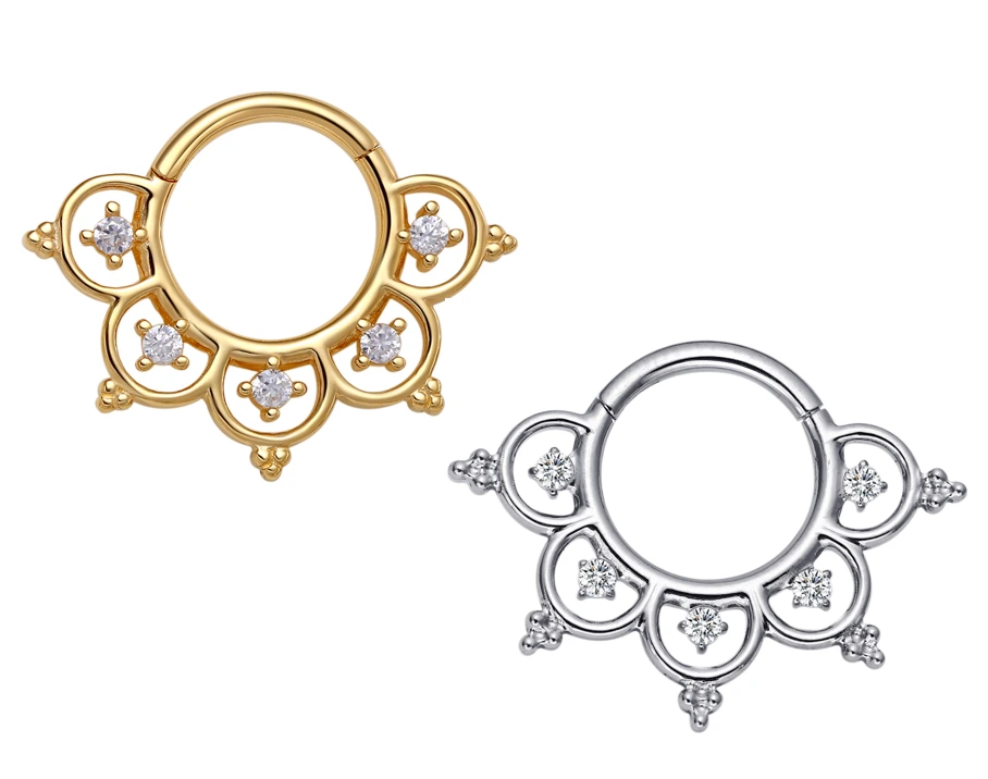 Eternal Metal Astm F136 Titanium Hinged Segment Clicker With Zircon Multiple Color Piercing Jewelry1 1