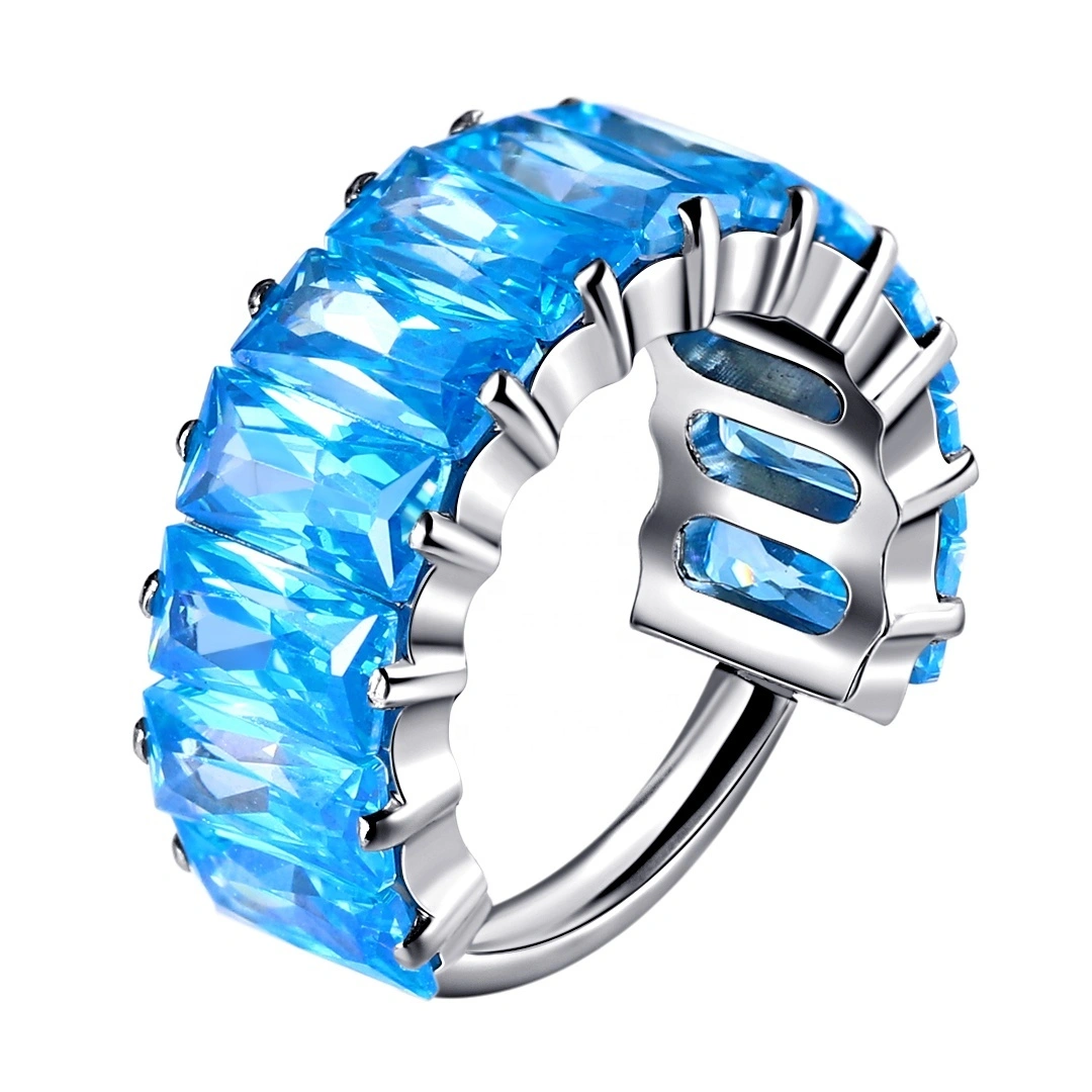 Eternal Metal Astm F136 Titanium Hinged Segment Clicker Ring With Aqua Cubic Zircon Piercing Jewelry 1