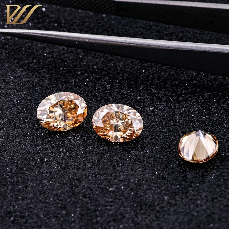 Charm Oval Brilliant Cut Champagne Color Loose Moissanite Gemstone Wholesale From China Factory 1