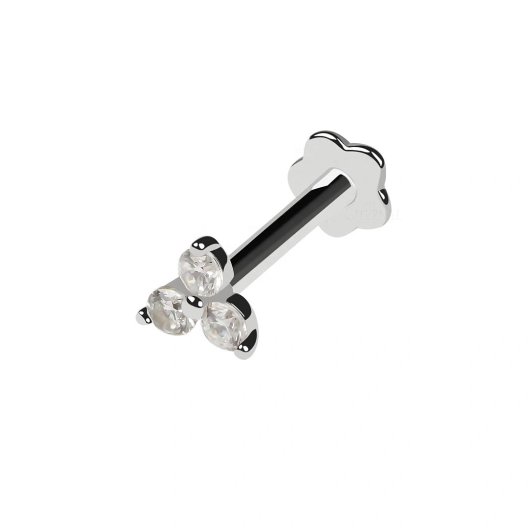 Eternal Metal Astm F136 Titanium Flower Shaped Base Internally Thread Labret Piercing Jewelry 1