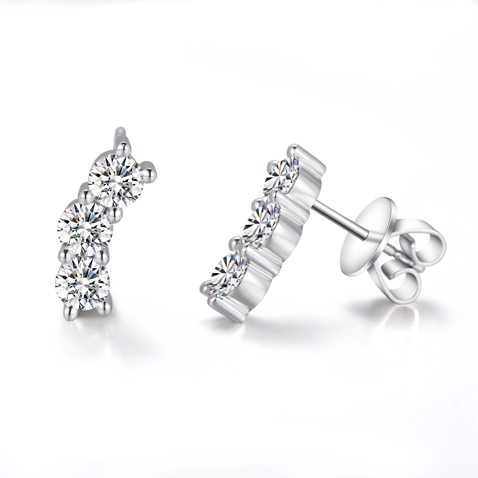 Venta caliente Joya fina especial Def 3 mm 0.1CT Cada moissanite suelto /aretes de diamantes de laboratorio de diamantes de 10k Pendientes de joyas de joyería Diseño 1
