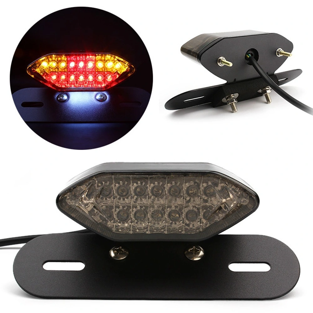 Luz traseira de freio de motocicleta LED com placa de licença 1