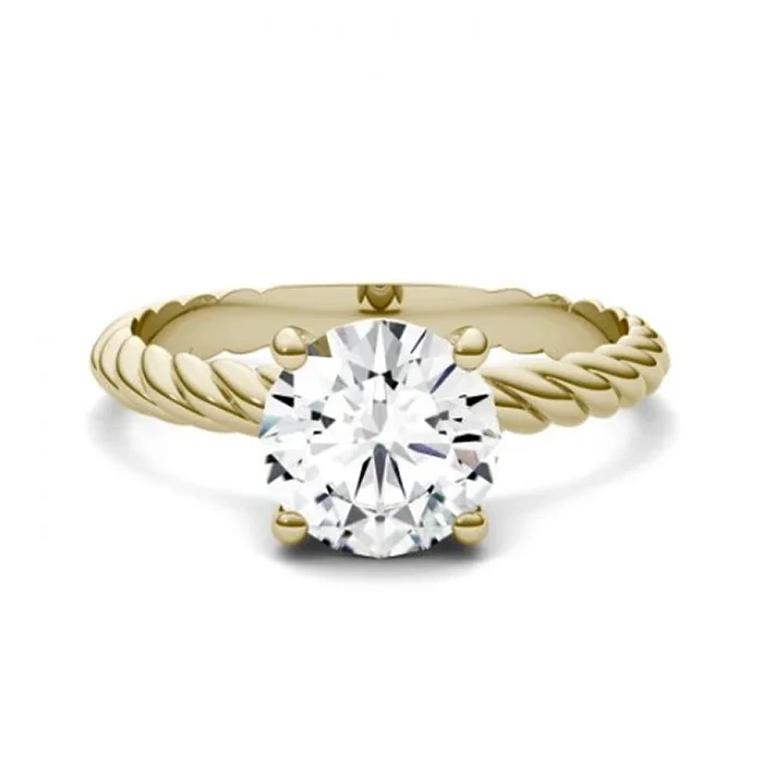 Bague solitaire en argent sterling et or jaune vermeil, 0,8 ct, sertie d&39;une moissanite ronde taille cœur et flèche. 1