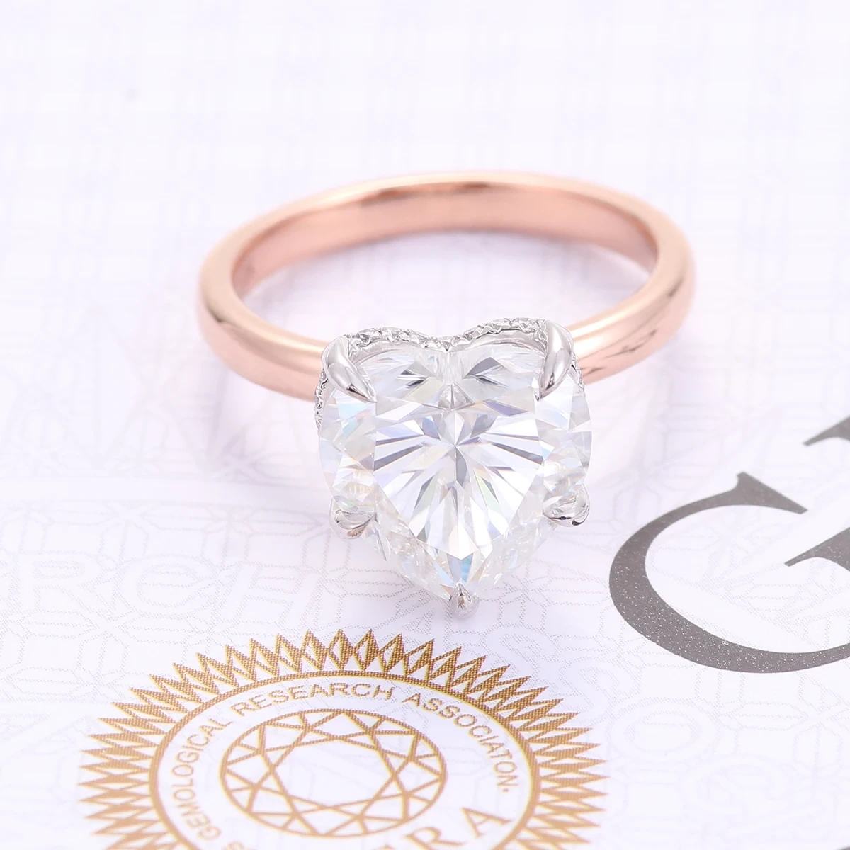 High Quality Jewelry 10k Yellow Gold Moissanite Solitaire Diamond Ring D Vvs Color Engagement Wedding Women's Heart-shaped Ring 1