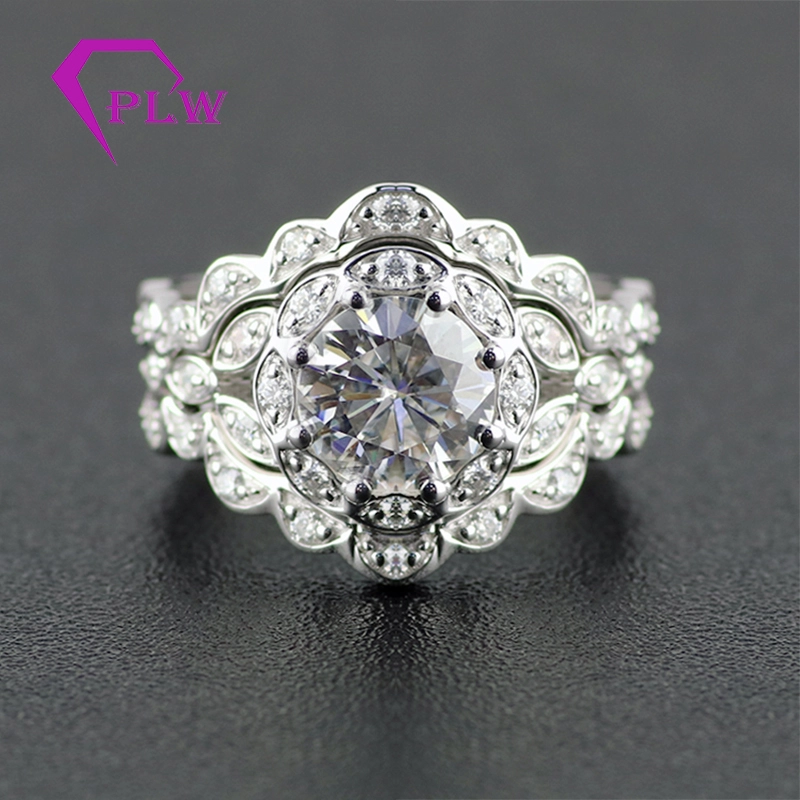 Conocimiento de diamantes de moissanita al por mayor 14k anillos de moissanite de oro blanco 1