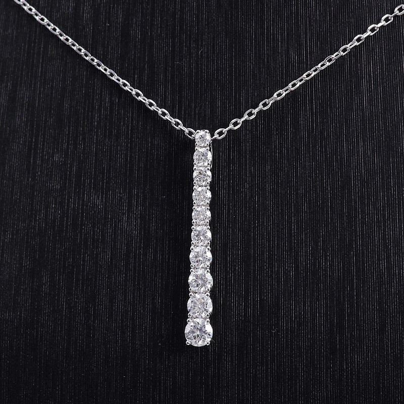 Cadena de oro de oro blanco de 14k redondo Collar de diamantes de diamantes personalizados Def Color Damas Aniversario Joyería de regalo 1