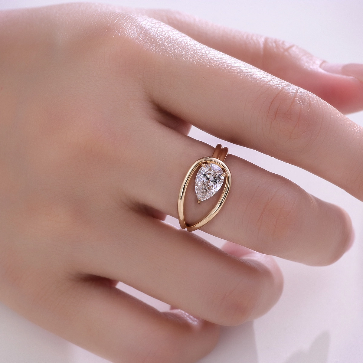 New Arrival Custom 14k Yellow Gold 1.8ct To 2ct Brilliant Igi Pear Cut Lab Grown Diamond Engagement Ring 1