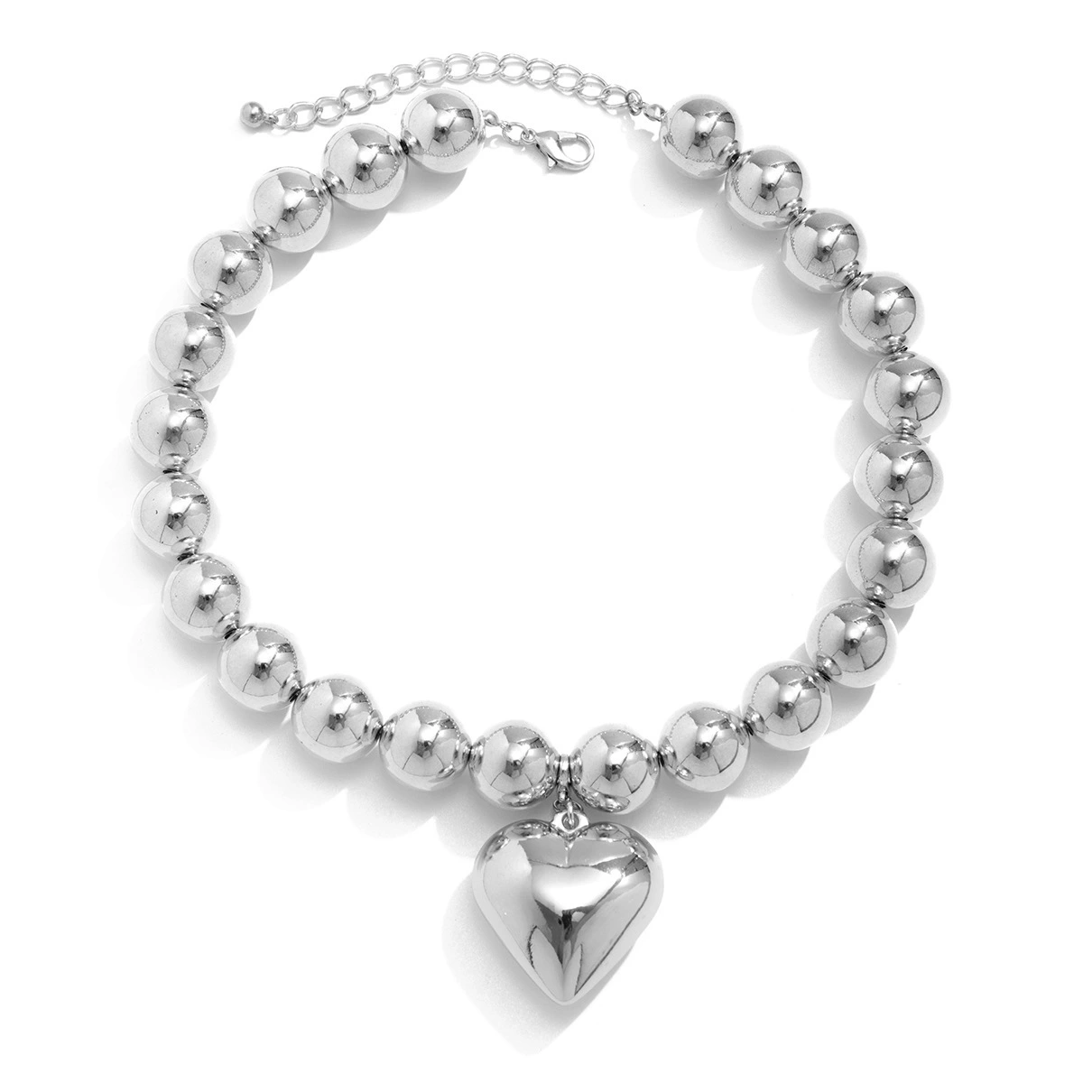 Gold Plated Pearl Heart Shaped Pendant Stainless Steel Necklace Multi Layered Round Beads Layered Necklace For Women 1