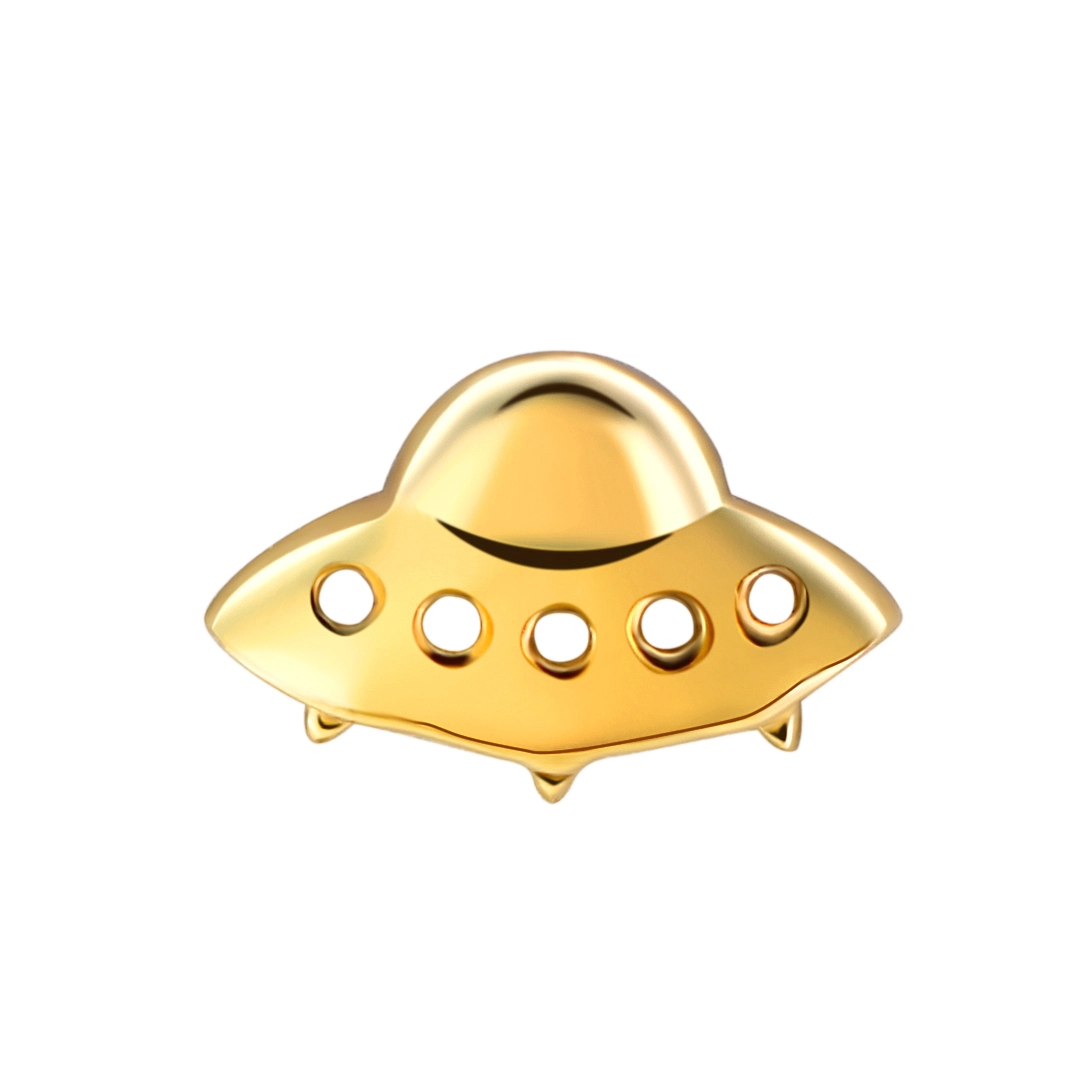 Eternal Metal 14k Gold Piercing Jewelry Flying Saucer Threadless End Labret Lip Piercing Jewellery 1