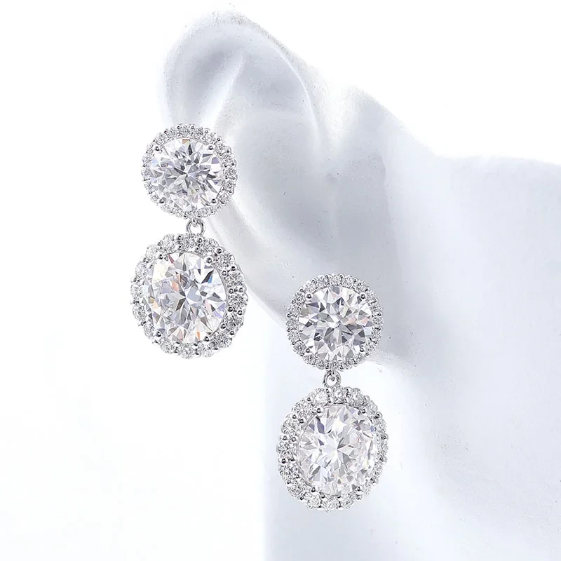 Fashion Jewelry High Quality Stud Drop Earrings 10k 14k 18k White Gold Solid Gold Def Color Moissanite Diamond Jewelry For Women 1