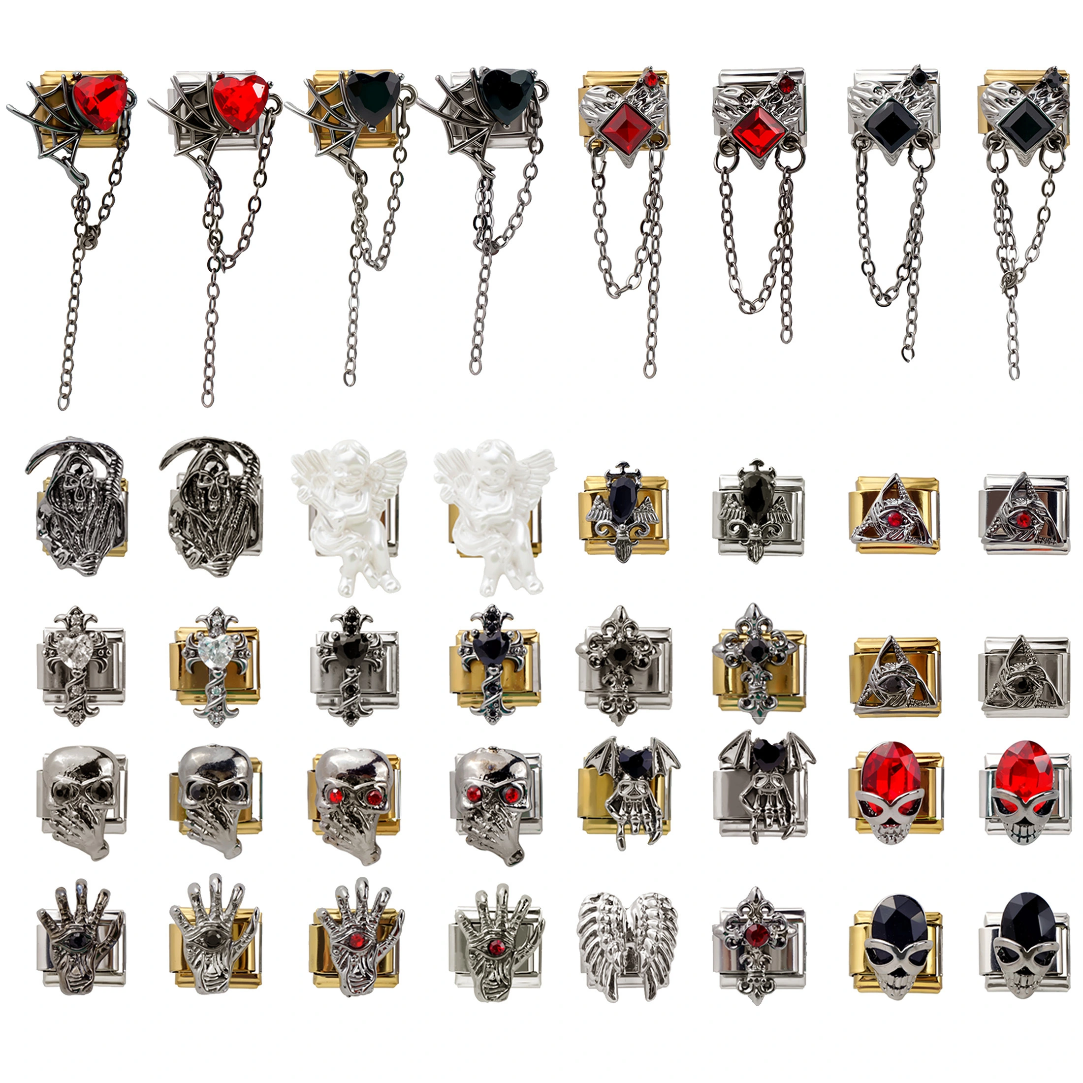 Diy Personalized 304 Stainless Steel Italian Skeleton Bat Death Element Series Charm Bracelet 9mm * 10mm Module 1